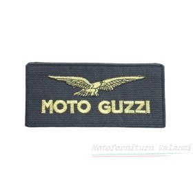 Toppa rettangolare nera termoadesiva "Moto Guzzi" cm. 11,5x5,5