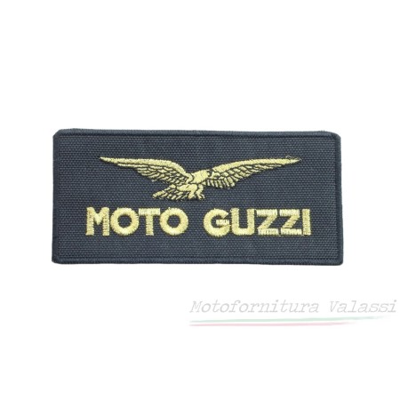 Toppa rettangolare nera termoadesiva "Moto Guzzi" cm. 11,5x5,5