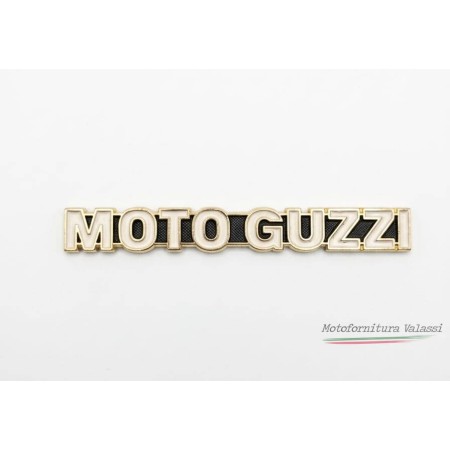 Marchio adesivo "MOTO GUZZI" in alluminio per codino sella